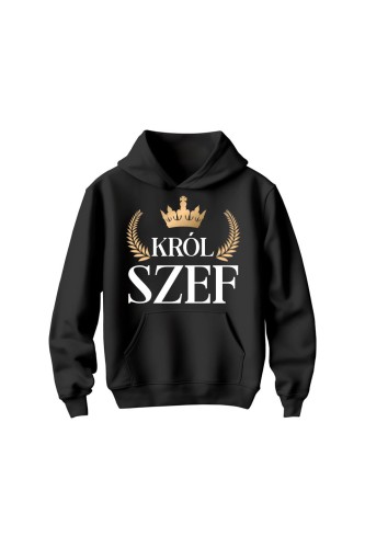 Bluza dziecięca z kapturem Król szef - czarna
