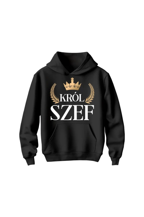 Bluza dziecięca z kapturem Król szef - czarna