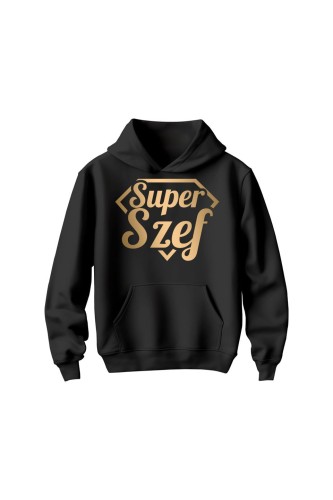 Bluza dziecięca z kapturem Super szef - czarna