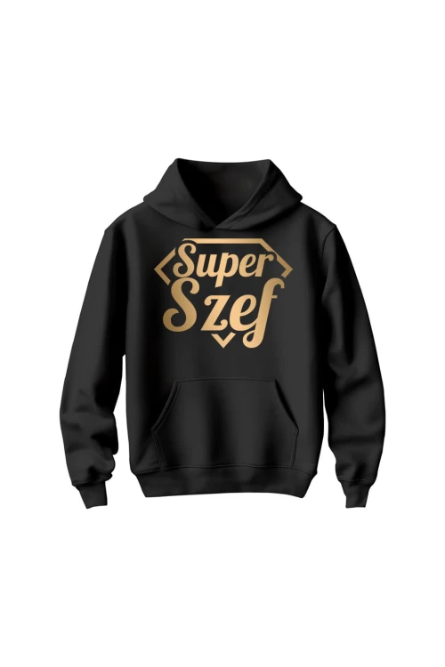 Bluza dziecięca z kapturem Super szef - czarna