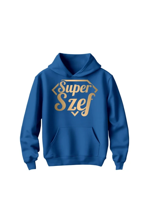 Bluza dziecięca z kapturem Super szef - niebieska