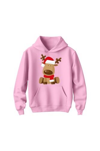 Bluza dziecięca z kapturem Słodki Baby Renifer - różowa