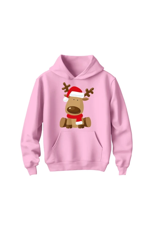 Bluza dziecięca z kapturem Słodki Baby Renifer - różowa