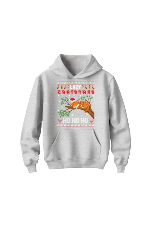 Bluza dziecięca z kapturem Lazy christmas ho ho ho - szara
