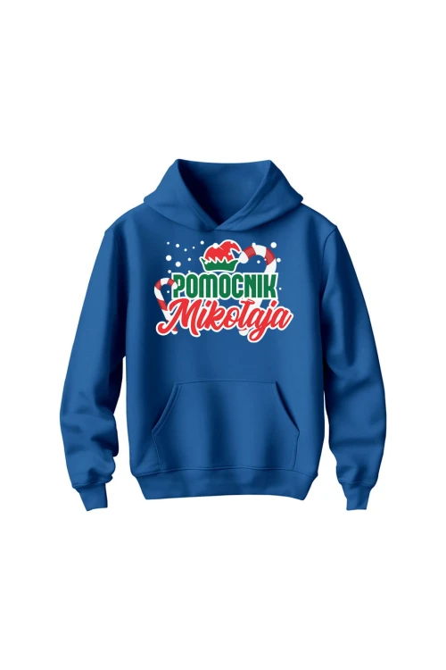Bluza dziecięca z kapturem Pomocnik Mikołaja - niebieska