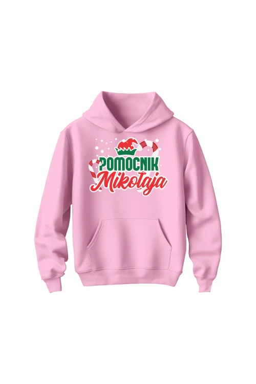 Bluza dziecięca z kapturem Pomocnik Mikołaja - różowa