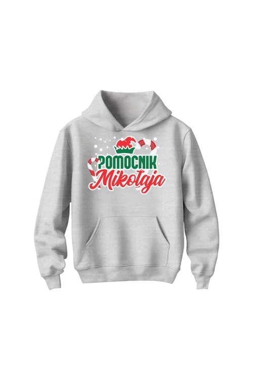 Bluza dziecięca z kapturem Pomocnik Mikołaja - szara