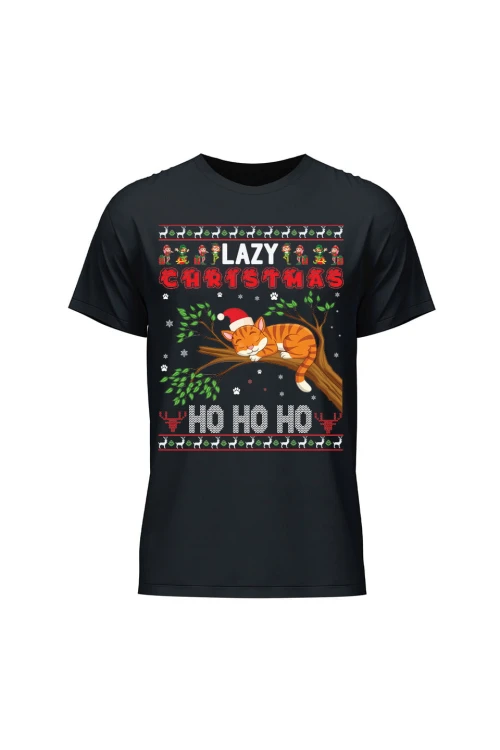 Koszulka męska Lazy christmas ho ho ho - czarna