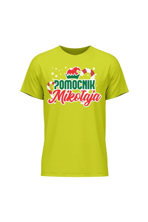 Koszulka męska Pomocnik Mikołaja - limonka