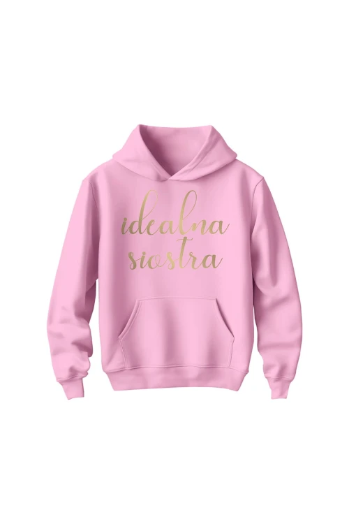 Bluza dziecięca z kapturem Idealna siostra - różowa