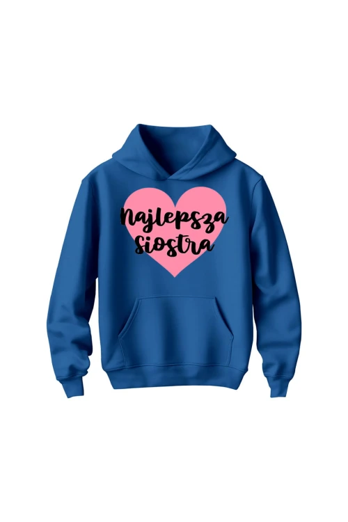 Bluza dziecięca z kapturem Najlepsza siostra - niebieska