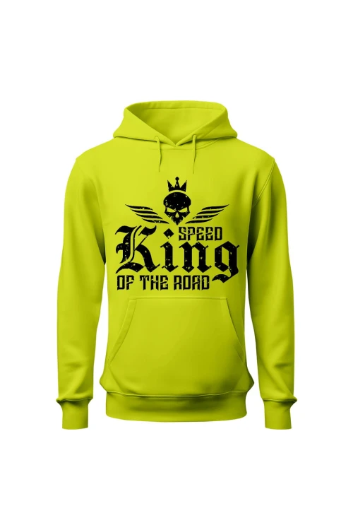 Bluza męska z kapturem Speed king of the road - limonka