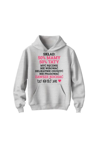 Bluza dziecięca z kapturem Skład dziecka różowy - szara