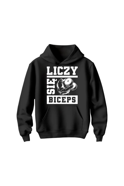 Bluza dziecięca z kapturem Liczy się biceps - czarna