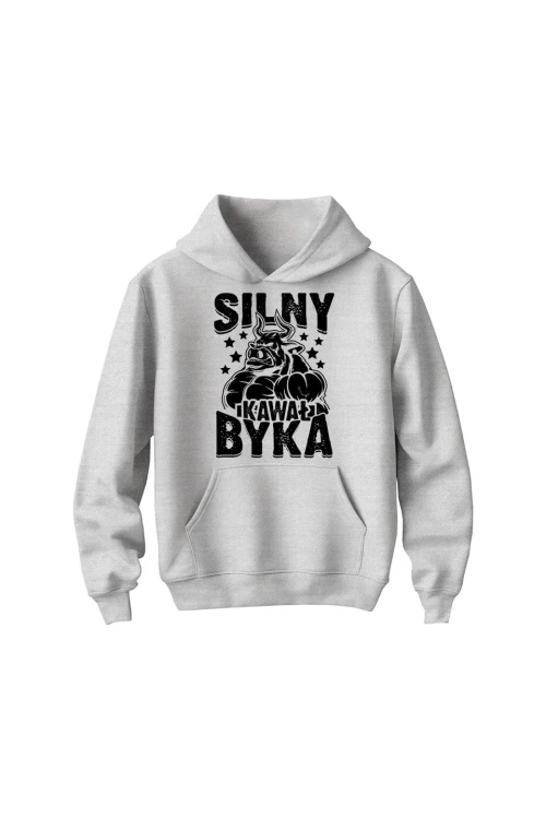 Bluza dziecięca z kapturem Silny Kawał Byka - szara