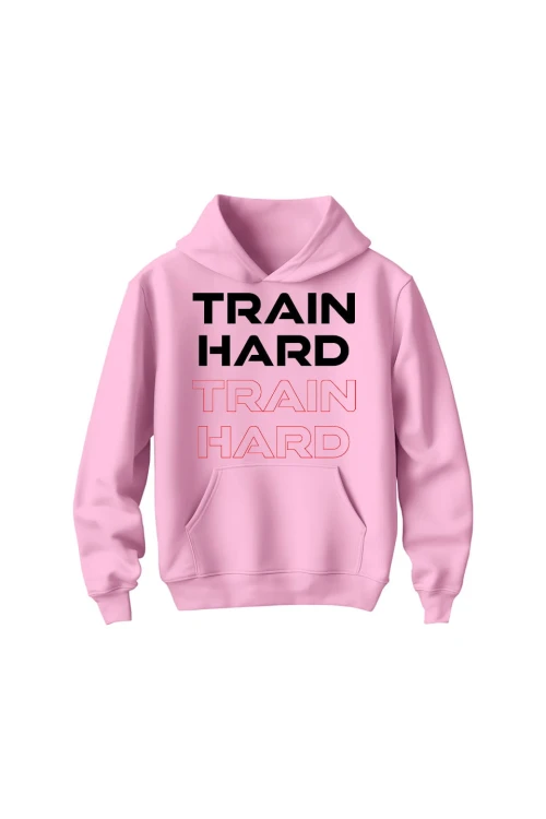Bluza dziecięca z kapturem Train Hard - różowa
