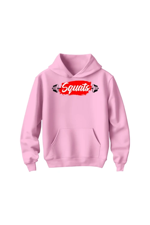Bluza dziecięca z kapturem Squats - różowa