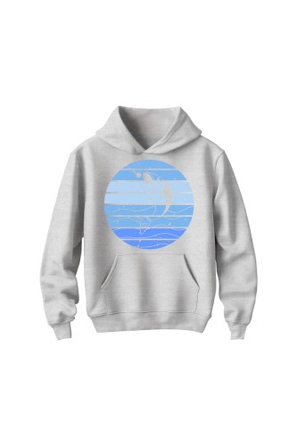 Bluza dziecięca z kapturem  z Rybą - szara