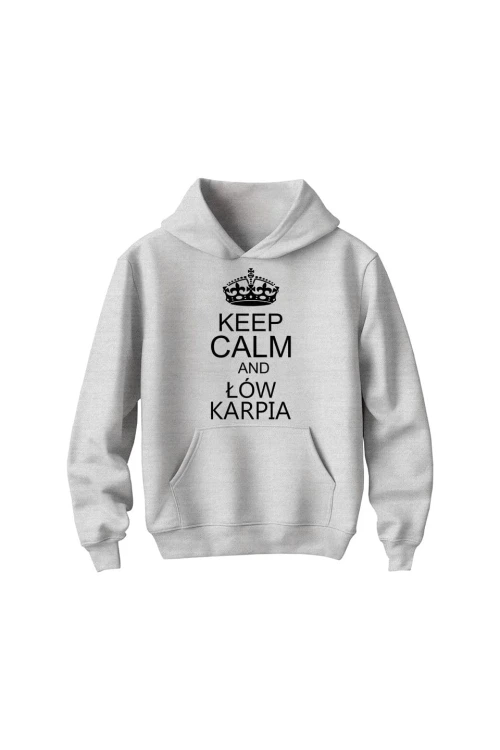 Bluza dziecięca z kapturem Keep Calm and łów karpia - szara
