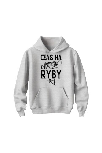 Bluza dziecięca z kapturem Czas na ryby - szara