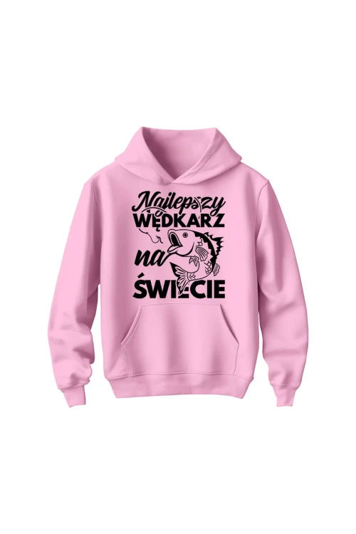 Bluza dziecięca z kapturem Najlepszy wędkarz na świecie - różowa