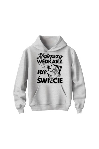 Bluza dziecięca z kapturem Najlepszy wędkarz na świecie - szara