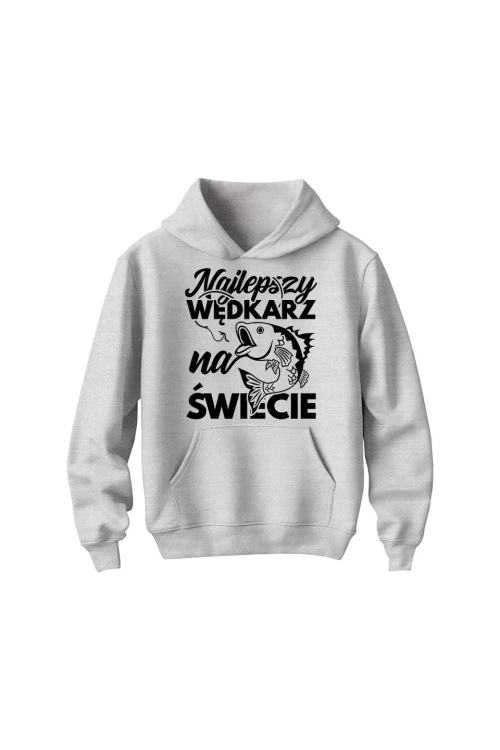 Bluza dziecięca z kapturem Najlepszy wędkarz na świecie - szara