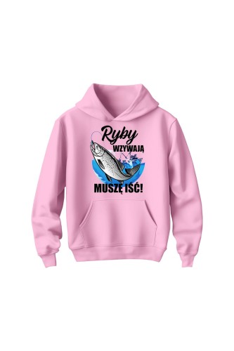 Bluza dziecięca z kapturem Ryby wzywają muszę iść - różowa