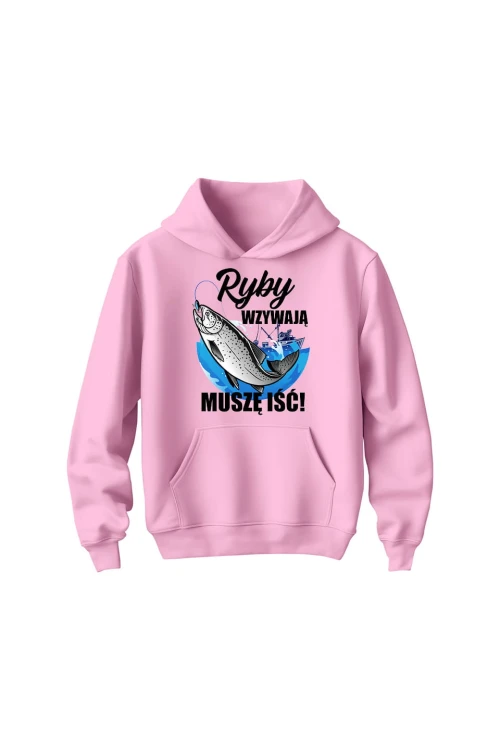Bluza dziecięca z kapturem Ryby wzywają muszę iść - różowa