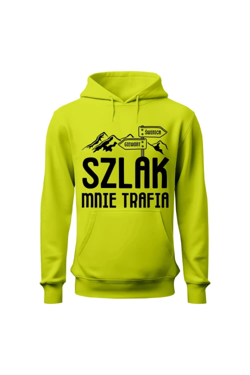 Bluza męska z kapturem Szlak mnie trafia - limonka