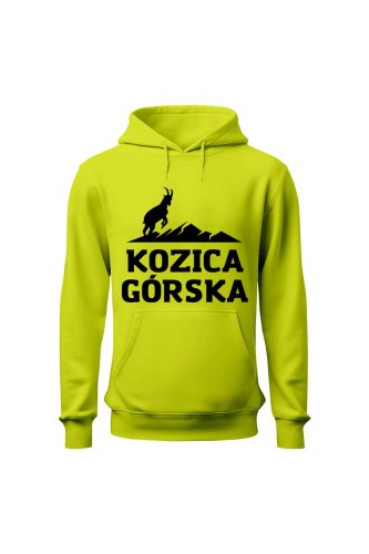 Bluza męska z kapturem Kozica górska - limonka