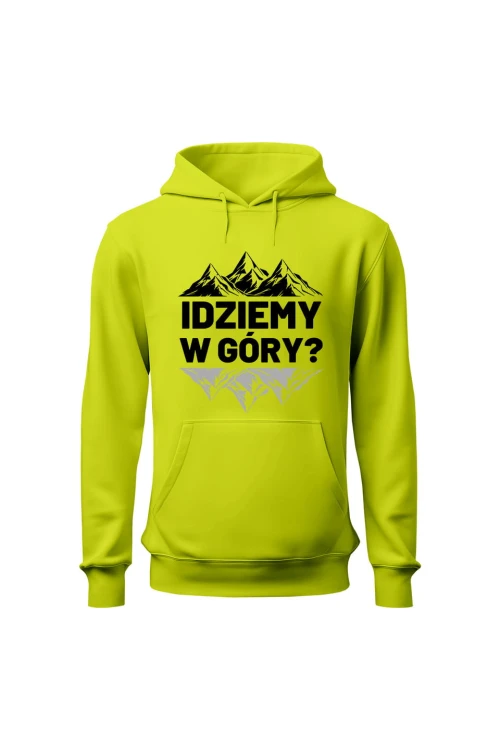 Bluza męska z kapturem Idziemy w góry - limonka