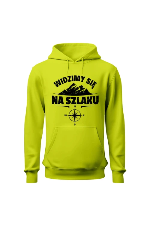 Bluza męska z kapturem Widzimy się na szlaku - limonka