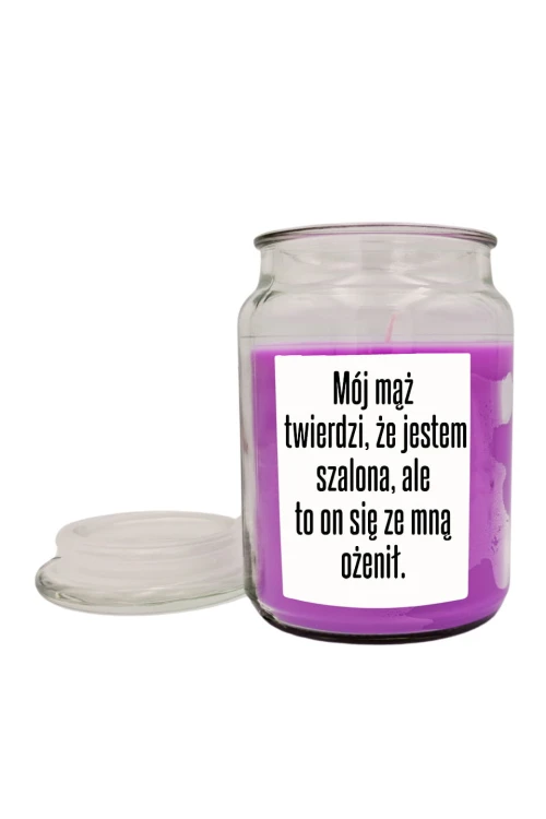 Duża świeca zapachowa Mój mąż twierdzi że jestem szalona ale to on się ze mną ożenił - deser borówkowy