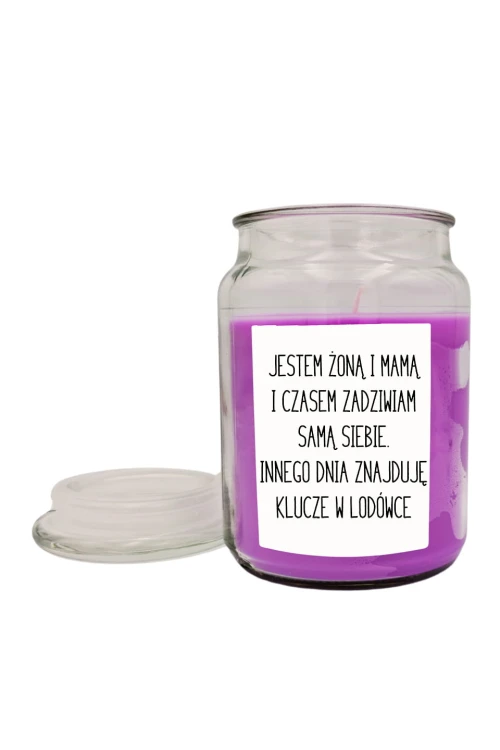 Duża świeca zapachowa Jestem żoną i mamą i czasem zadziwiam samą siebie - deser borówkowy