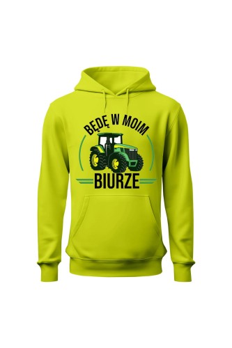 Bluza męska z kapturem Będę w moim biurze traktor - limonka