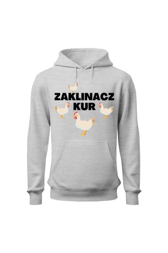 Bluza męska z kapturem Zaklinacz kur - szara