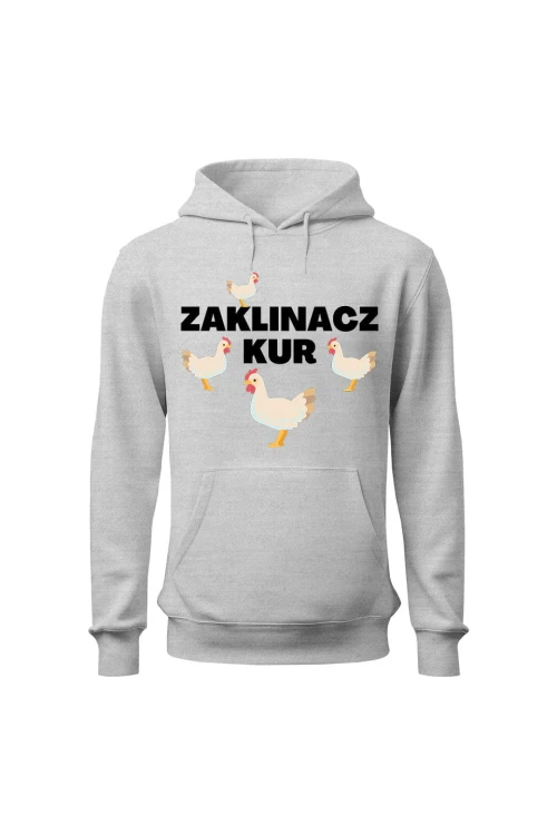 Bluza męska z kapturem Zaklinacz kur - szara