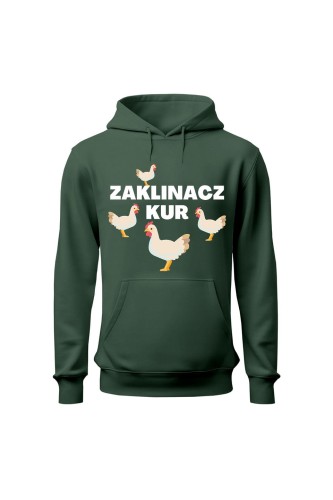 Bluza męska z kapturem Zaklinacz kur - zielona