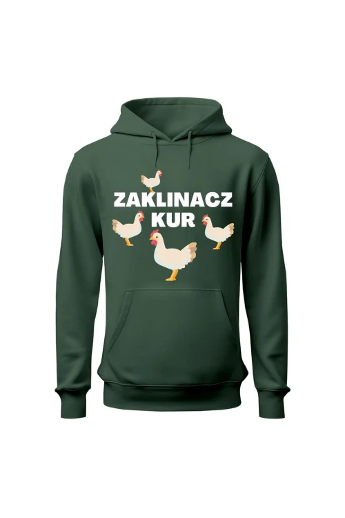 Bluza męska z kapturem Zaklinacz kur - zielona