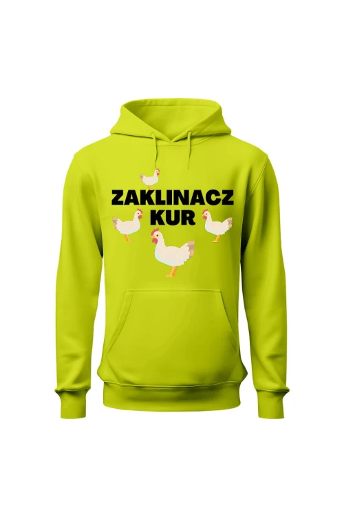 Bluza męska z kapturem Zaklinacz kur - limonka