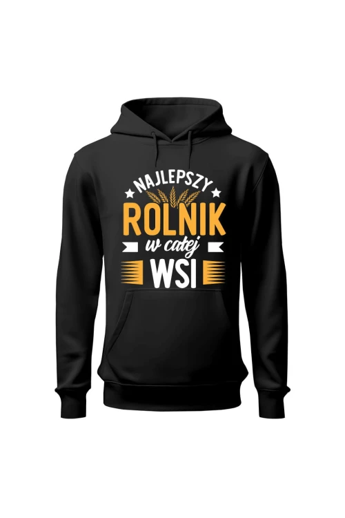 Bluza męska z kapturem Najlepszy rolnik w całej wsi - czarna