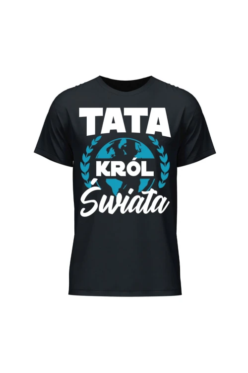 Koszulka męska Tata król świata - czarna