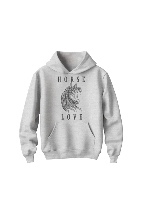 Bluza dziecięca z kapturem Horse Love - szara