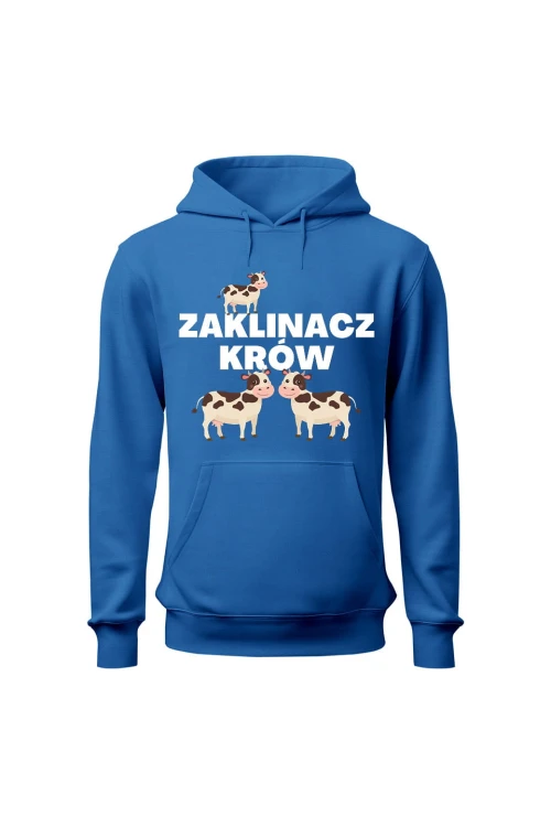 Bluza męska z kapturem Zaklinacz krów - niebieska