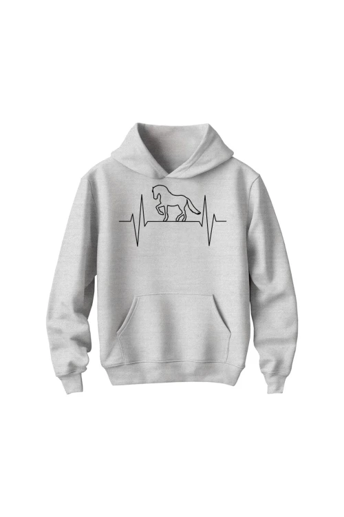 Bluza dziecięca z kapturem Moje serce bije w rytmie kopyt - szara