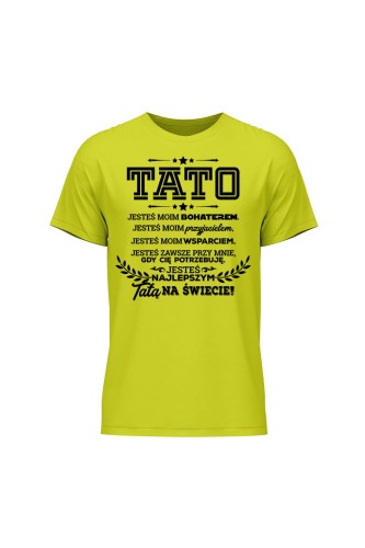 Koszulka męska Z napisem Tato jesteś moim bohaterem - limonka