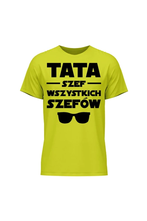 Koszulka męska Tata szef wszystkich szefów - limonka
