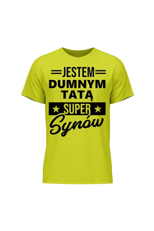Koszulka męska Dumny Tata Super Synów - limonka