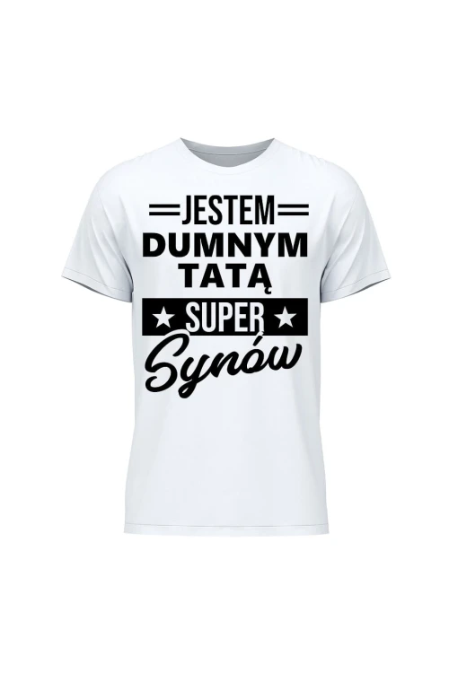 Koszulka męska Dumny Tata Super Synów - biała